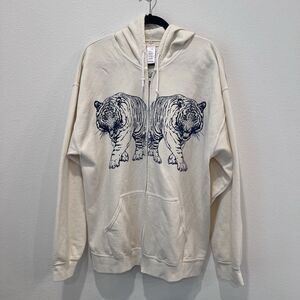 Project Social T Hoodie Women's Size L/XL 2 Tigers Urban Outfitters Ivory Indie